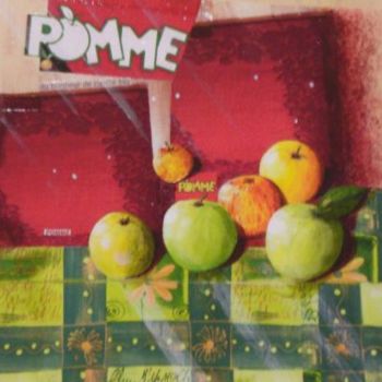 Painting titled "Six pommes" by Cloper, Original Artwork