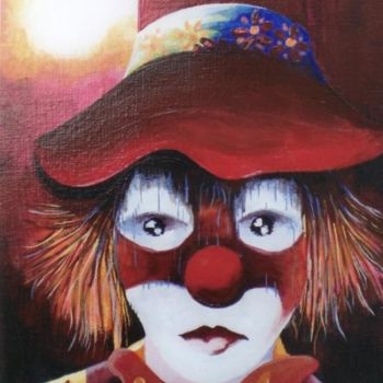 Peinture intitulée "Clown rouge" par Cloper, Œuvre d'art originale, Huile