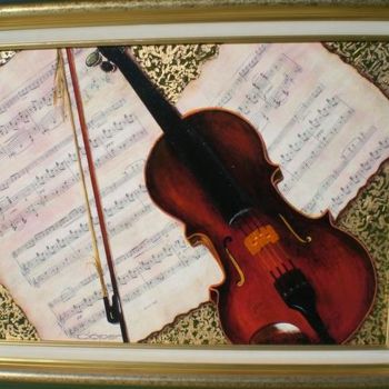 Schilderij getiteld "Pause musicale" door Cloper, Origineel Kunstwerk, Olie