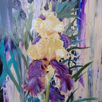 Schilderij getiteld "Impression iris" door Cloper, Origineel Kunstwerk, Olie