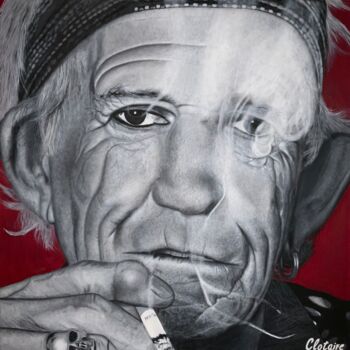 Peinture intitulée "Keith Richards 1" par Clotaire Charriere, Œuvre d'art originale, Huile