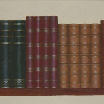 Peinture intitulée "Etagère de livres" par Clothilde D Adamo, Œuvre d'art originale, Huile