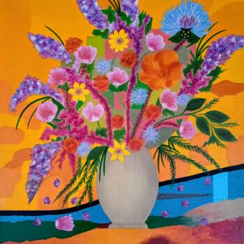 Pintura titulada "Bouquet de fleurs" por Clotilde Durand, Obra de arte original, Acrílico