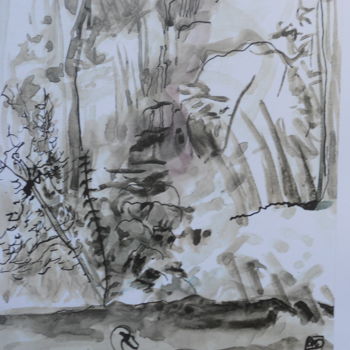 Рисунок под названием "Vallée de l' Eure." - Clotilde Lienhardt (CLO), Подлинное произведение искусства, Чернила