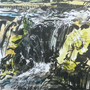 Peinture intitulée "cascade" par Clotilde Lienhardt (CLO), Œuvre d'art originale, Encre