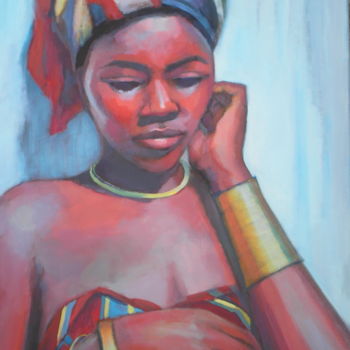 Peinture intitulée "Jeune africaine" par Clotilde Majcherczak, Œuvre d'art originale, Acrylique
