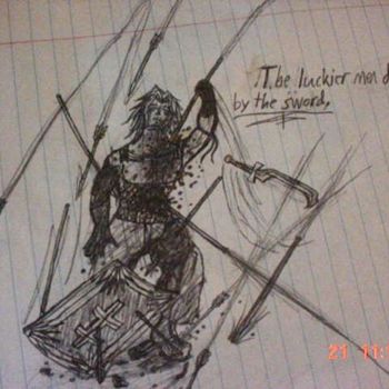 Drawing titled "Death by Archer." by Lithius, Original Artwork