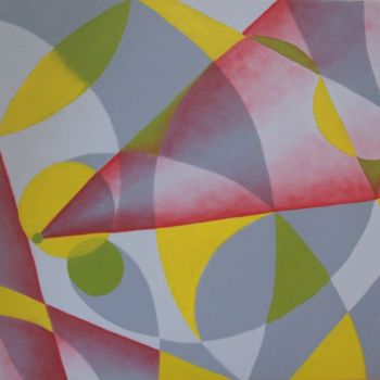 Peinture intitulée "cones-rouge-fond-ve…" par Céline Pascal, Œuvre d'art originale, Huile