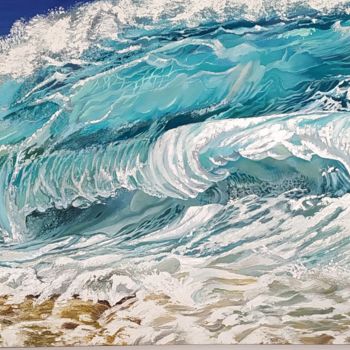 Painting titled "OLAS" by María Esperanza Ferreira Pinzón, Original Artwork, Oil