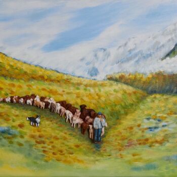 Peinture intitulée "Berger des pyrenees" par Cmarie, Œuvre d'art originale, Acrylique