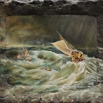 Ζωγραφική με τίτλο "la tempête" από Claude Maguet, Αυθεντικά έργα τέχνης, Λάδι Τοποθετήθηκε στο Άλλος άκαμπτος πίνακας