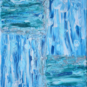 Painting titled "Turquoise argenté" by Cmk Créatrice, Original Artwork, Acrylic