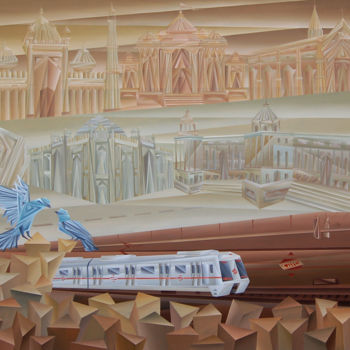 Painting titled "I Love Delhi" by Nirakar Chowdhury, Original Artwork, Acrylic