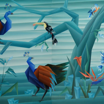 Pintura titulada "Birds Paradise" por Nirakar Chowdhury, Obra de arte original, Acrílico