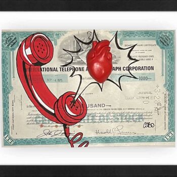 Schilderij getiteld "Red phone" door Cobo, Origineel Kunstwerk, Acryl