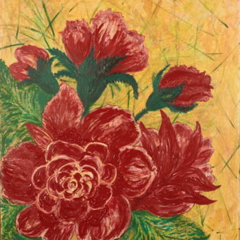 Malerei mit dem Titel "ROSES" von Coco, Original-Kunstwerk, Acryl Auf Keilrahmen aus Holz montiert