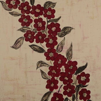 Pittura intitolato "RED FLOWERS 1" da Coco, Opera d'arte originale, Acrilico Montato su Telaio per barella in legno