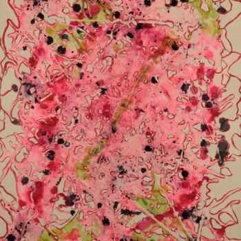 Painting titled "RED TOUCH 1" by Coco, Original Artwork, Acrylic Mounted on Wood Stretcher frame