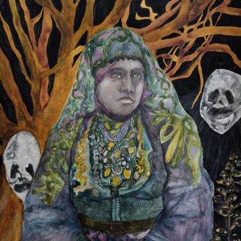 Malerei mit dem Titel "Bone Woman" von Coco Sanne Hassink, Original-Kunstwerk, Acryl