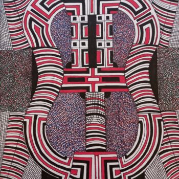 Peinture intitulée "Totem 3" par Coco Vewenda, Œuvre d'art originale, Marqueur