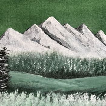 Картина под названием "Montagne verte" - Corinne Garcia, Подлинное произведение искусства, Акрил