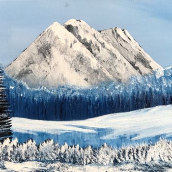 Painting titled "Montagne enneigée" by Corinne Garcia, Original Artwork, Acrylic