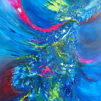 Painting titled "Fosse océanique" by Corinne Garcia, Original Artwork, Acrylic