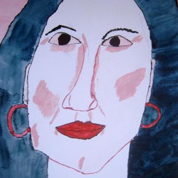 Peinture intitulée "femme aux cheveux n…" par Caroline D., Œuvre d'art originale