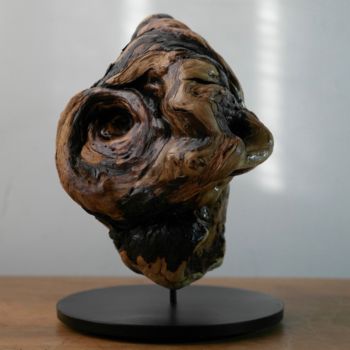 Sculptuur getiteld "FACE 2 FACE" door Awarchy, Origineel Kunstwerk, Hout