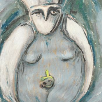 Rysunek zatytułowany „Bird Goddess 2007 -…” autorstwa Cohan Fulford, Oryginalna praca, Pastel