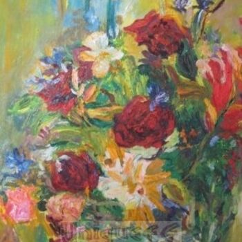 Painting titled "Flowers" by Cohen, Original Artwork, Oil