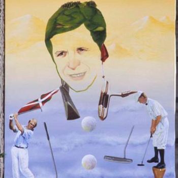 Peinture intitulée "le golf" par Isabelle Cohier, Œuvre d'art originale, Huile