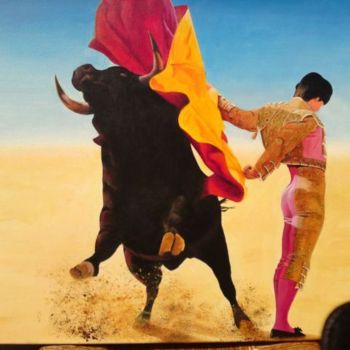 Peinture intitulée "Tauromachie" par Isabelle Cohier, Œuvre d'art originale, Huile