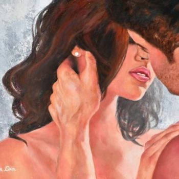 Painting titled "LE BAISER" by Esther Coia, Original Artwork, Oil