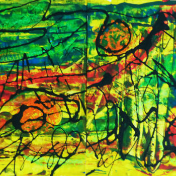 Malerei mit dem Titel "Diptyque Abstrait_2" von Elodie Cojean, Original-Kunstwerk, Gouache