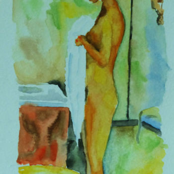 Painting titled "Nu9" by Elodie Cojean, Original Artwork, Watercolor