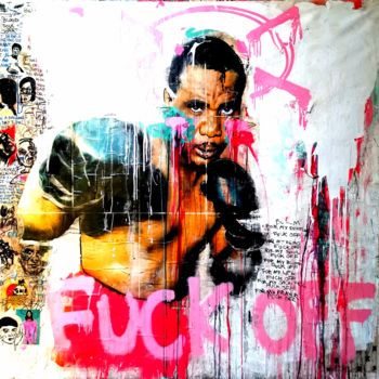 Malerei mit dem Titel "Fuck off" von Nicolas Coquema, Original-Kunstwerk, Acryl