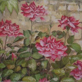 Peinture intitulée "Roses de l'île de Ré" par Colette Bon, Œuvre d'art originale, Aquarelle