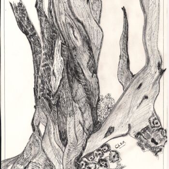 Desenho intitulada "vieux-tronc.png" por Colette Clea Rhode, Obras de arte originais