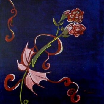 Painting titled "LA  ROSE" by Colette Clea Rhode, Original Artwork, Oil