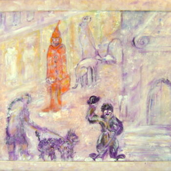 Painting titled "l'hiver en ville" by Colette Jotterand-Vetter, Original Artwork, Acrylic