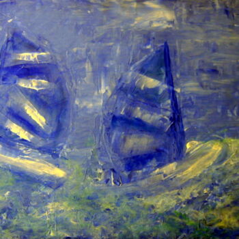 Peinture intitulée "Planches à voile su…" par Colette Jotterand-Vetter, Œuvre d'art originale, Acrylique