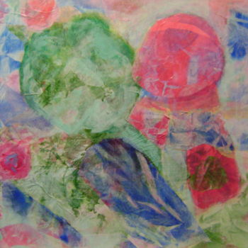 Colagens intitulada "les roses" por Colette Jotterand-Vetter, Obras de arte originais, Colagens