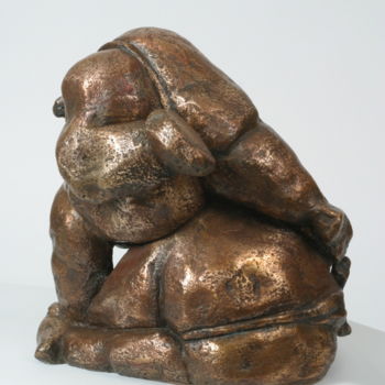 Sculpture intitulée "Sumos au combat" par Colette Jotterand-Vetter, Œuvre d'art originale