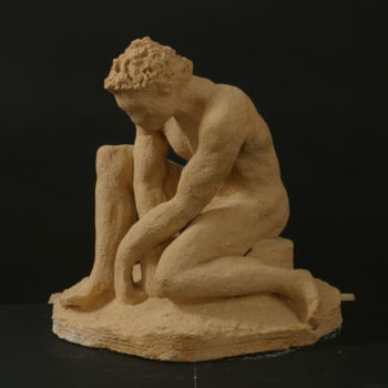 Скульптура под названием "l'homme assis" - Colette Jotterand-Vetter, Подлинное произведение искусства