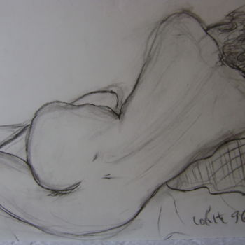 Рисунок под названием "nu féminin No.8" - Colette Jotterand-Vetter, Подлинное произведение искусства, Древесный уголь