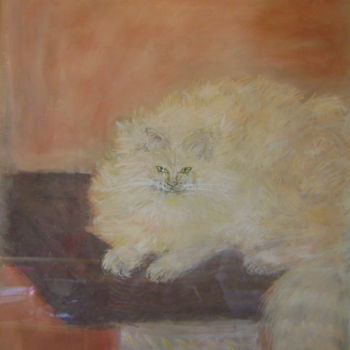 Dessin intitulée "mon chat "canelle"" par Colette Jotterand-Vetter, Œuvre d'art originale