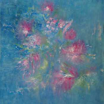 Painting titled "Fleurs dans l'Azur" by Colette Pisanelli, Original Artwork, Oil