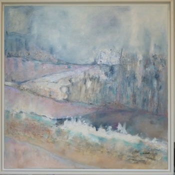 Painting titled "BRUME Huile 60x60" by Colette Pisanelli, Original Artwork, Oil