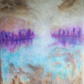 Painting titled "ETANG SAUVAGE Huile…" by Colette Pisanelli, Original Artwork, Oil